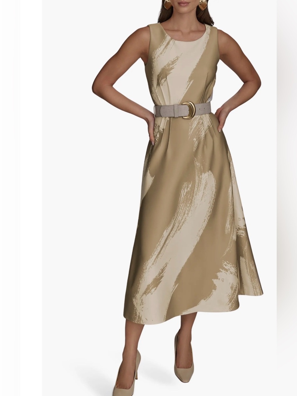 DONNA KARAN New York  Midi Dress In Cobblestone Without Belt$149 Size:10